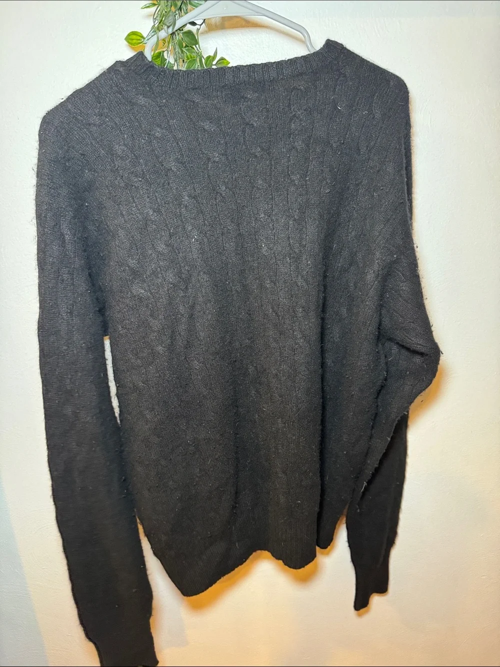 Polo by Ralph Lauren Black Cable-Knit Crew 100% cashmere Sweater